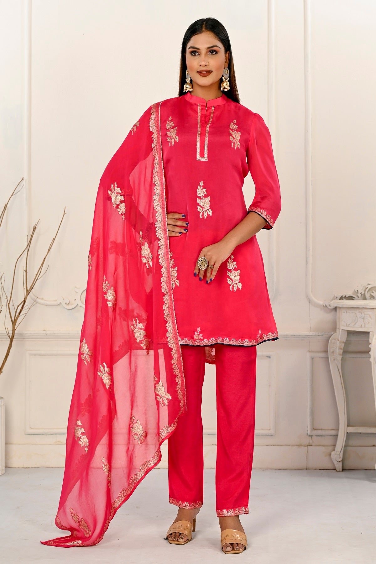 Women Viscose And Jacquard Butta Zari Embroidered Kutis - jivora