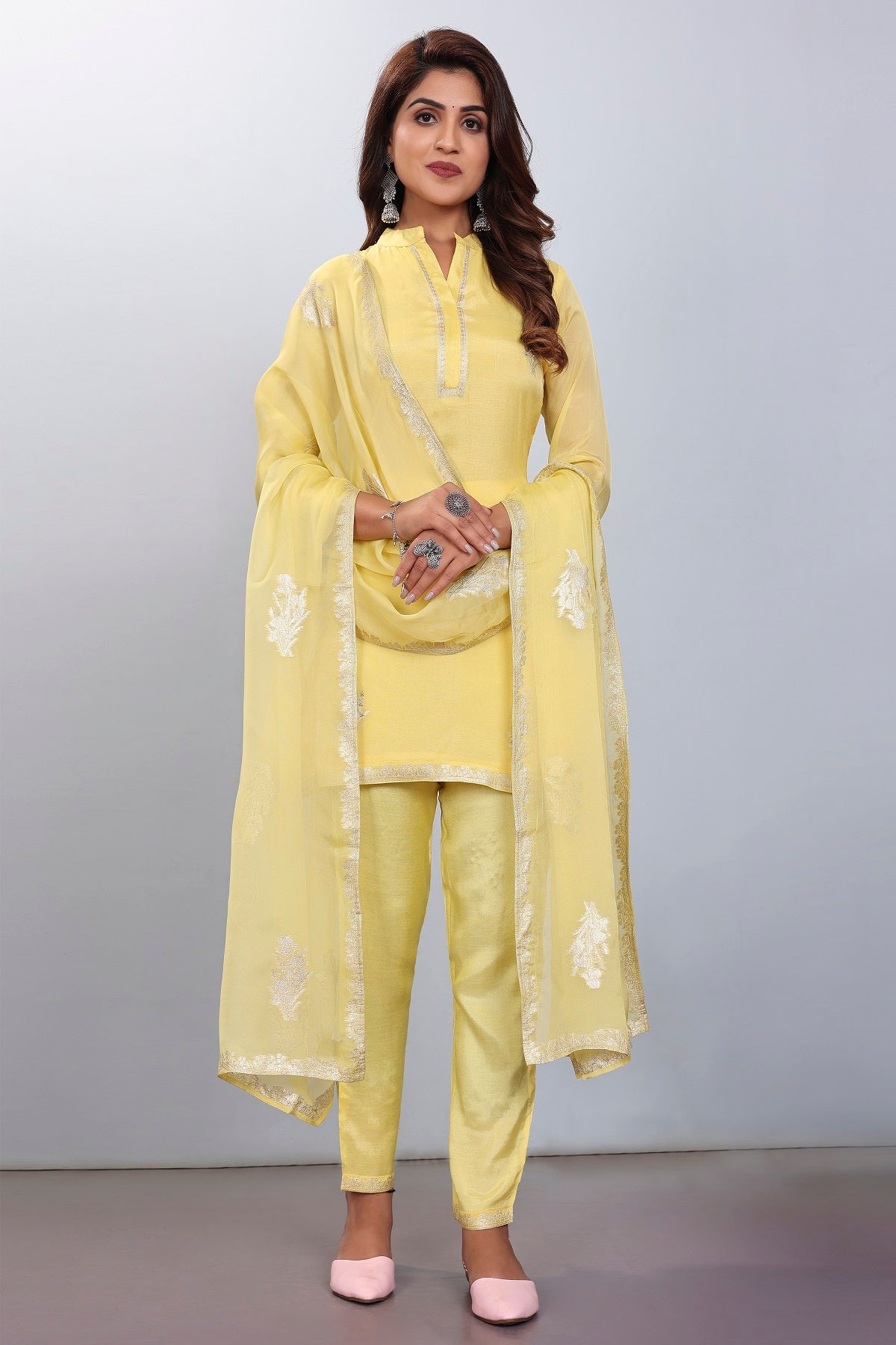 Women Viscose And Jacquard Butta Zari Embroidered Kutis - jivora