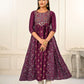 Wine Cotton with Handprint Embroidered Kurtis - jivora