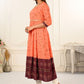 Orange Cotton with Handprint Embroidered Kurtis - jivora