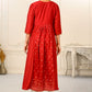Red Cotton with Handprint Embroidered Kurtis - jivora