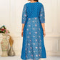 Blue Cotton with Handprint Embroidered Kurtis - jivora