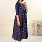 Purple Cotton with Handprint Embroidered Kurtis - jivora