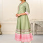 Pista Green Cotton with Handprint Embroidered Kurtis - jivora