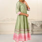 Pista Green Cotton with Handprint Embroidered Kurtis - jivora