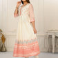 Cream Cotton with Handprint Embroidered Kurtis - jivora