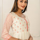 Cream Cotton with Handprint Embroidered Kurtis - jivora