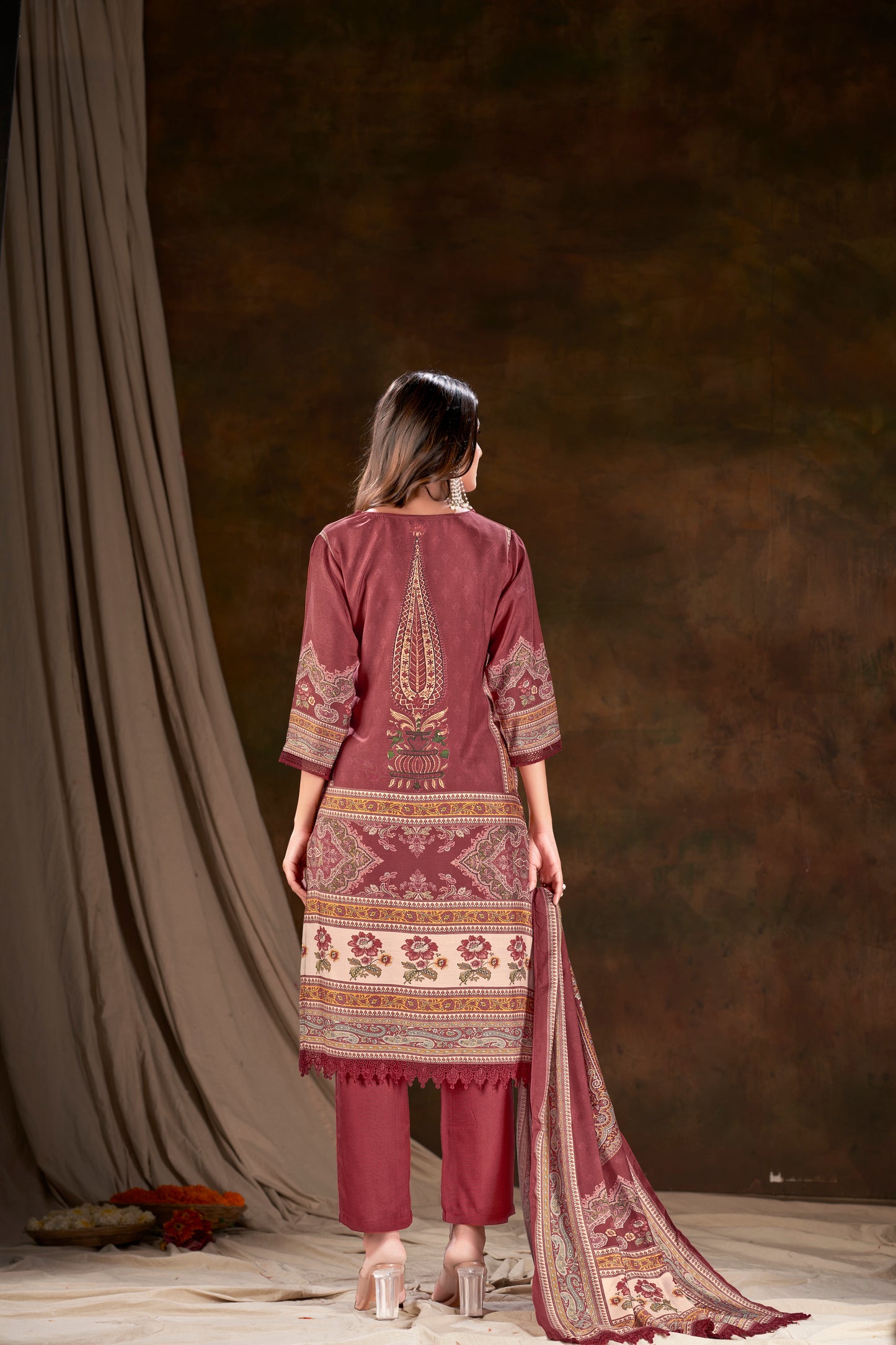 Women Muslin Digital Print Embroidered Work Salwar Kameez