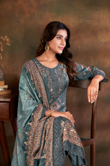 Women Muslin Digital Print Embroidered Work Salwar Kameez