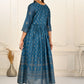 Blue Cotton with Handprint Embroidered Kurtis - jivora