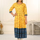 Yellow Cotton with Handprint Embroidered Kurtis - jivora