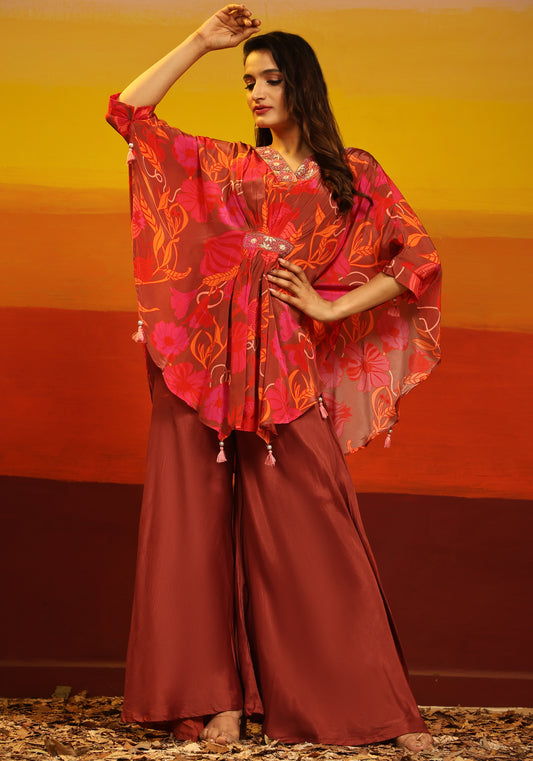 Premium Stylish Printed Muslin Cord Set Kaftan Style.