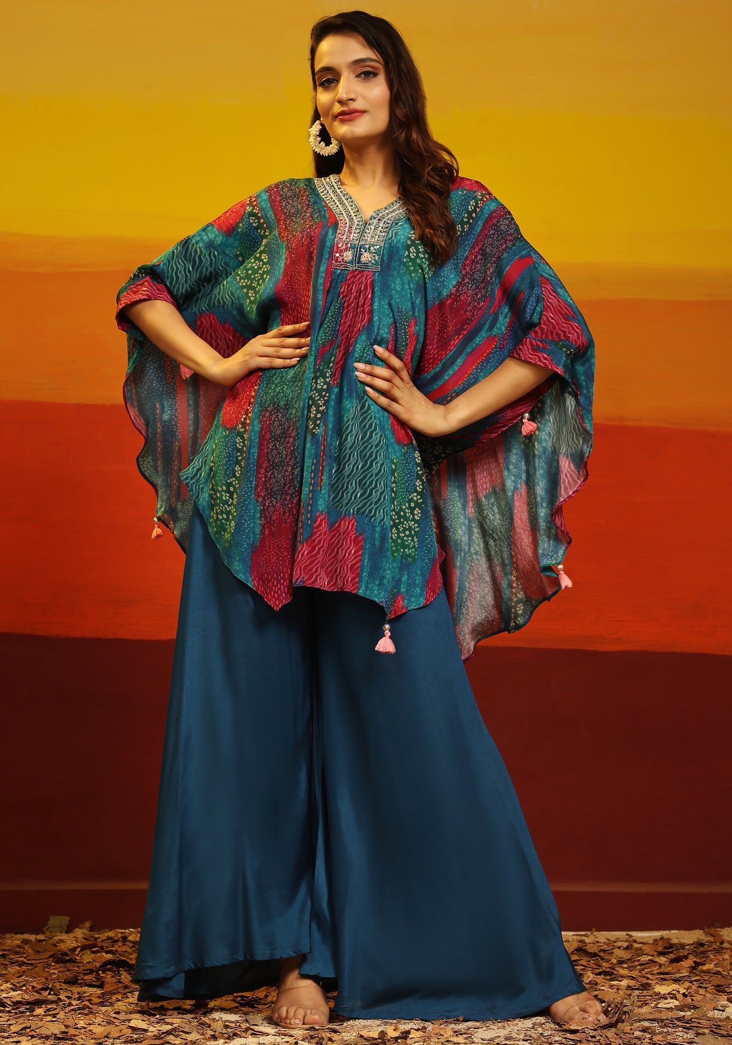 Premium Stylish Printed Muslin Cord Set Kaftan Style