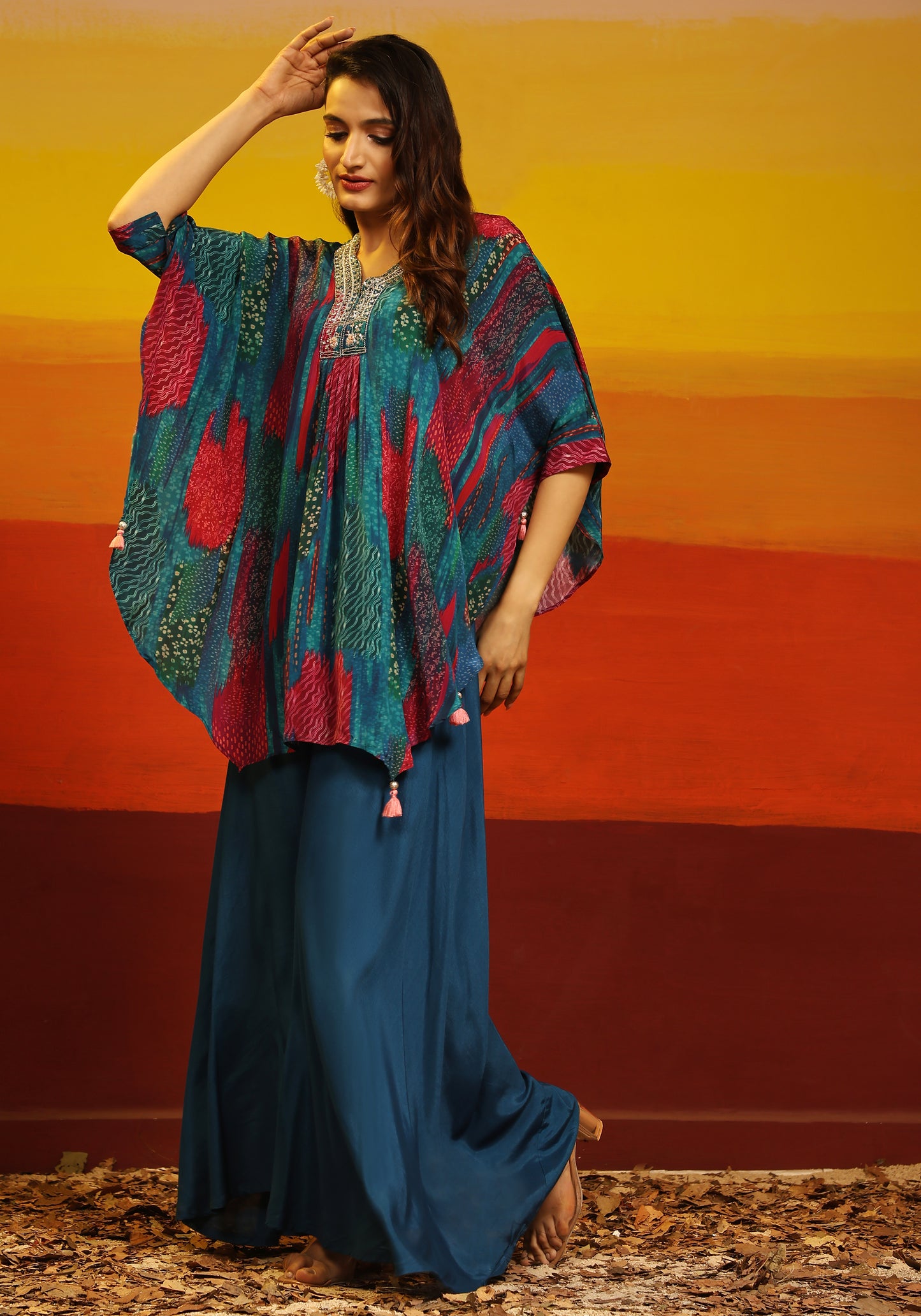 Premium Stylish Printed Muslin Cord Set Kaftan Style