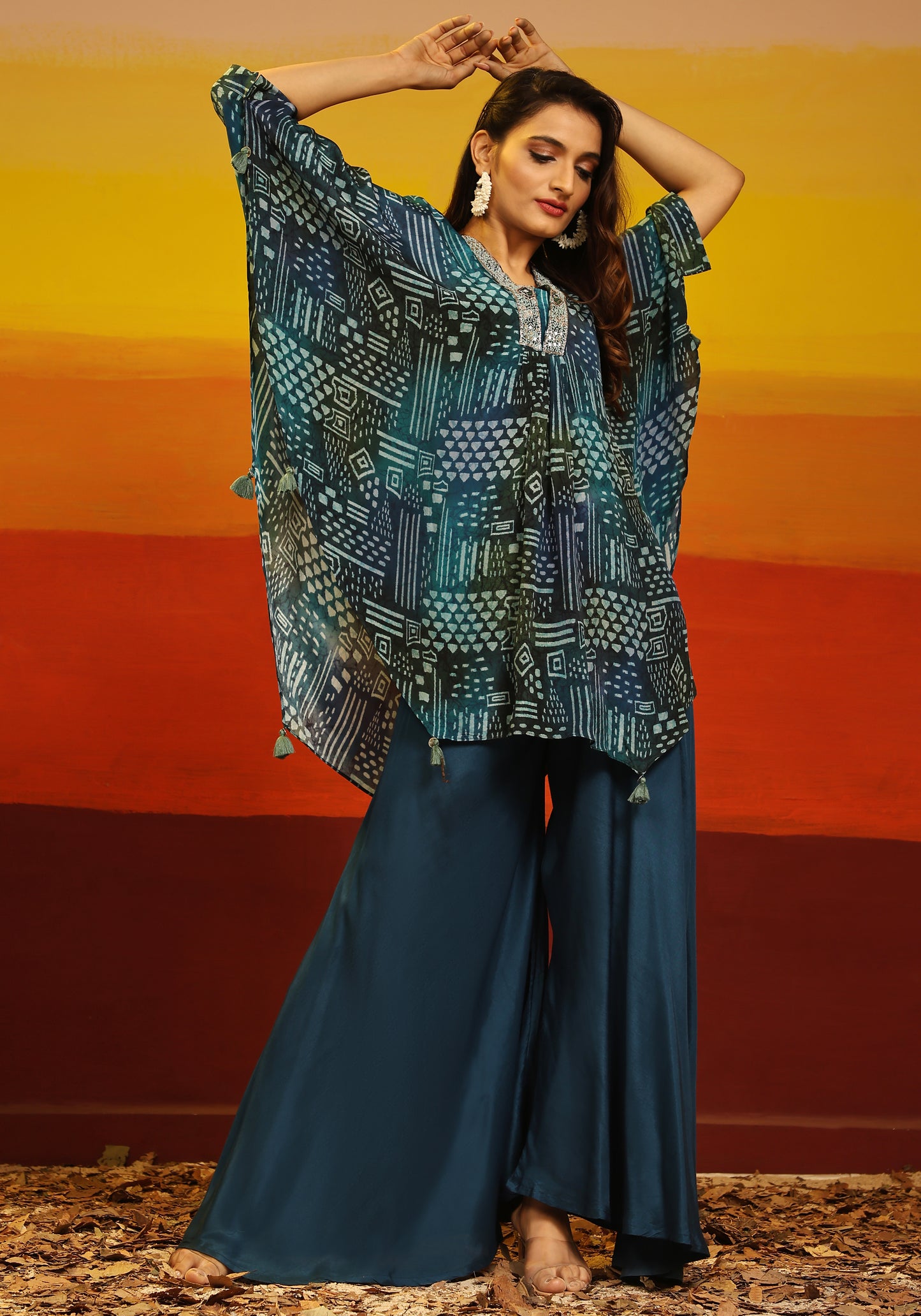 Premium Stylish Printed Muslin Cord Set Kaftan Style