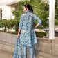 Elegant Crepe Silk Co-Ord Set with Pastel Floral Digital Print & Matching Scarf -Beige