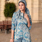 Elegant Crepe Silk Co-Ord Set with Pastel Floral Digital Print & Matching Scarf -Beige