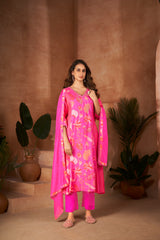 Women Pure Muslin Digital Printed Hand Work Salwar Kameez