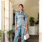 Elegant Crepe Silk Co-Ord Set with Pastel Floral Digital Print & Matching Scarf -Beige