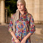 Elegant Crepe Silk Co-Ord Set with Pastel Floral Digital Print & Matching Scarf-Beige