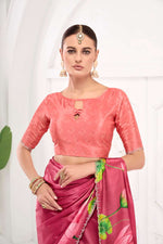 GARDERNIA – Crepe Silk Saree with Floral Print & Crystal Border