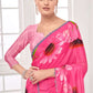 GARDERNIA – Crepe Silk Saree with Floral Print & Crystal Border