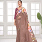 GARDERNIA – Crepe Silk Saree with Floral Print & Crystal Border