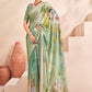 Jivora Women Crepe Soft Silk Striped And Floral Printed Saree with Unstitched Blouse.