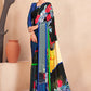 Jivora Women Crepe Soft Silk Striped And Floral Printed Saree with Unstitched Blouse.