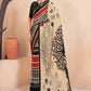 Jivora Women Crepe Soft Silk Striped And Floral Printed Saree with Unstitched Blouse.