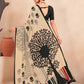 Jivora Women Crepe Soft Silk Striped And Floral Printed Saree with Unstitched Blouse.