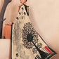 Jivora Women Crepe Soft Silk Striped And Floral Printed Saree with Unstitched Blouse.