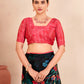 Jivora Women Crepe Soft Silk Striped And Floral Printed Saree with Unstitched Blouse.