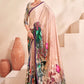 Jivora Women Crepe Soft Silk Striped And Floral Printed Saree with Unstitched Blouse.