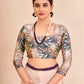 Jivora Women Crepe Soft Silk Striped And Floral Printed Saree with Unstitched Blouse.