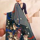 Jivora Women Crepe Soft Silk Striped And Floral Printed Saree with Unstitched Blouse.