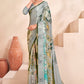 Jivora Women Crepe Soft Silk Striped And Floral Printed Saree with Unstitched Blouse.