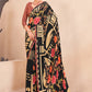 Jivora Women Crepe Soft Silk Striped And Floral Printed Saree with Unstitched Blouse.