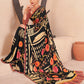 Jivora Women Crepe Soft Silk Striped And Floral Printed Saree with Unstitched Blouse.