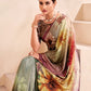 Jivora Women Crepe Soft Silk Striped And Floral Printed Saree with Unstitched Blouse.