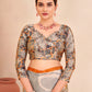 Jivora Women Crepe Soft Silk Striped And Floral Printed Saree with Unstitched Blouse.