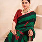 Jivora Women Crepe Soft Silk Striped And Floral Printed Saree with Unstitched Blouse.