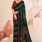 Jivora Women Crepe Soft Silk Striped And Floral Printed Saree with Unstitched Blouse.
