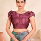 Jivora Women Crepe Soft Silk Striped And Floral Printed Saree with Unstitched Blouse.