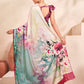Jivora Women Crepe Soft Silk Striped And Floral Printed Saree with Unstitched Blouse.