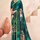 Jivora Women Crepe Soft Silk Striped And Floral Printed Saree with Unstitched Blouse.