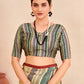 Jivora Women Crepe Soft Silk Striped And Floral Printed Saree with Unstitched Blouse.
