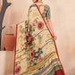 Jivora Women Crepe Soft Silk Striped And Floral Printed Saree with Unstitched Blouse.