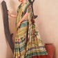 Jivora Women Crepe Soft Silk Striped And Floral Printed Saree with Unstitched Blouse.