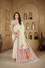 AASEA Elegant Royal Rajwadi Foil Print Saree in Crepe Silk